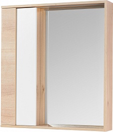 Акватон Зеркальный шкаф Бостон 75 белый глянцевый, дуб эврика – фотография-1